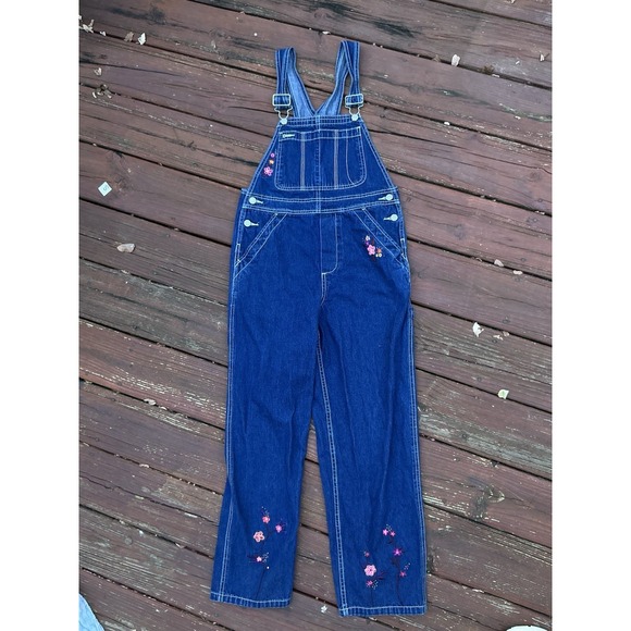 GAP Other - VTG Girls Gap Floral Embroidered Denim Overalls Made In Hong Kong Size XL